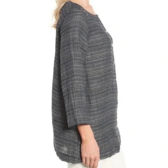Eileen Fisher coastline tunic. Oversized. 100% linen. Grey, white, blue. XS P. - Picture 4 of 14